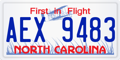 NC license plate AEX9483