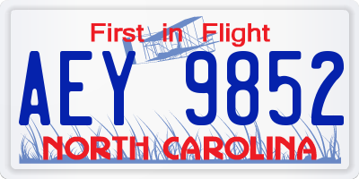 NC license plate AEY9852