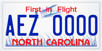 NC license plate AEZ0000