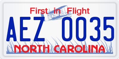 NC license plate AEZ0035