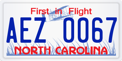 NC license plate AEZ0067