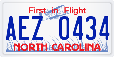 NC license plate AEZ0434