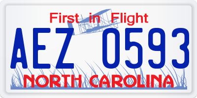 NC license plate AEZ0593