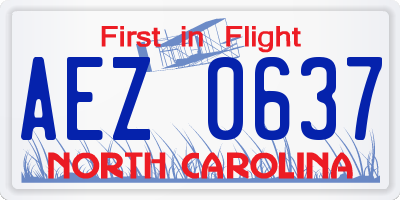 NC license plate AEZ0637