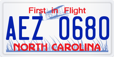 NC license plate AEZ0680