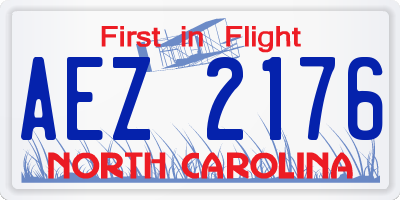 NC license plate AEZ2176