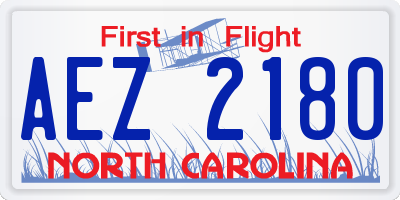 NC license plate AEZ2180