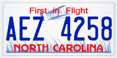 NC license plate AEZ4258