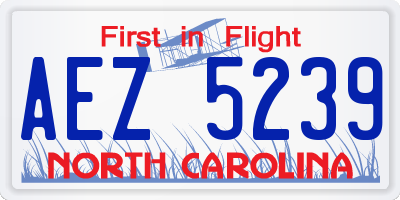 NC license plate AEZ5239