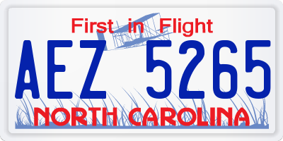 NC license plate AEZ5265