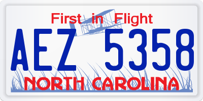 NC license plate AEZ5358