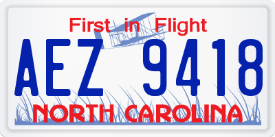 NC license plate AEZ9418