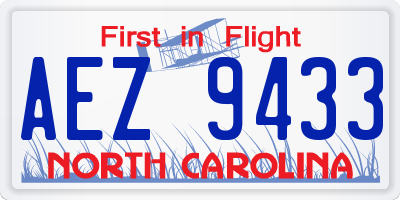 NC license plate AEZ9433