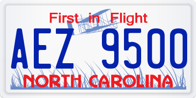 NC license plate AEZ9500