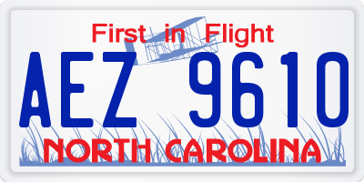 NC license plate AEZ9610