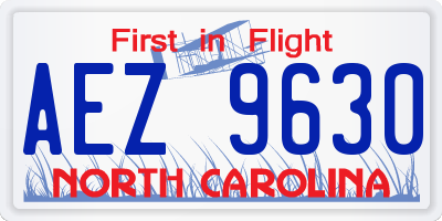 NC license plate AEZ9630
