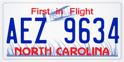 NC license plate AEZ9634
