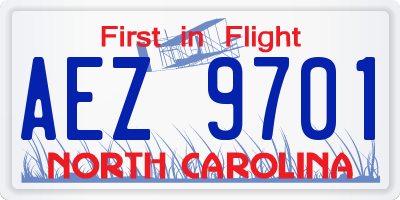 NC license plate AEZ9701