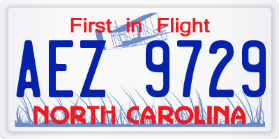 NC license plate AEZ9729