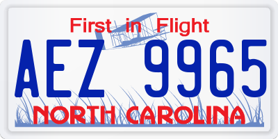 NC license plate AEZ9965