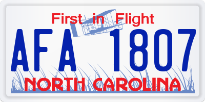 NC license plate AFA1807