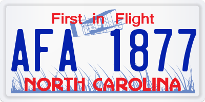 NC license plate AFA1877