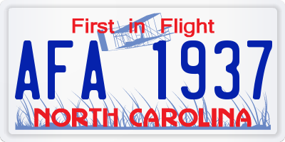 NC license plate AFA1937