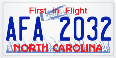 NC license plate AFA2032