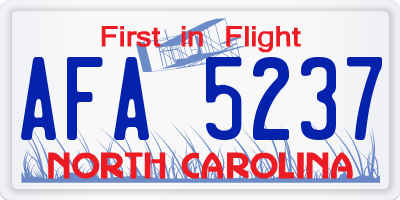 NC license plate AFA5237