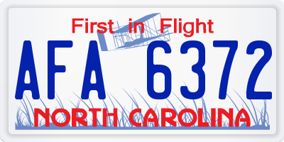 NC license plate AFA6372