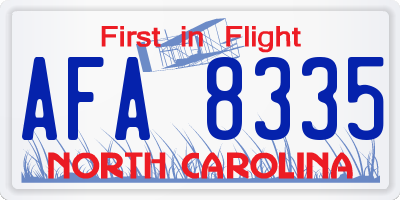 NC license plate AFA8335
