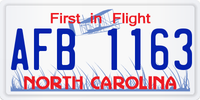 NC license plate AFB1163
