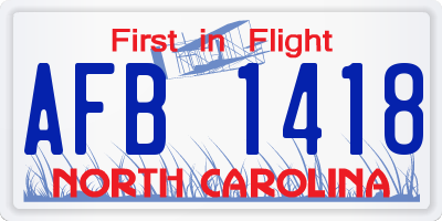 NC license plate AFB1418