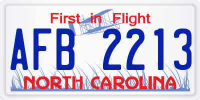 NC license plate AFB2213