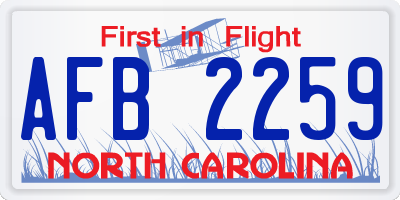 NC license plate AFB2259