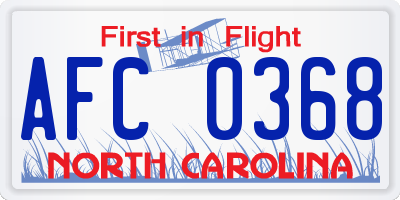 NC license plate AFC0368