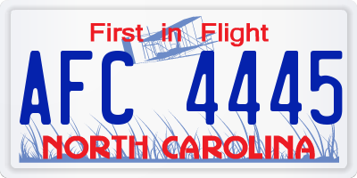 NC license plate AFC4445