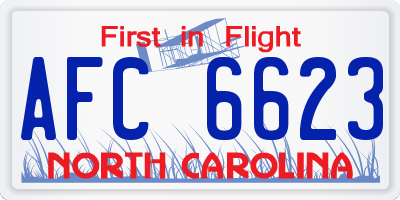 NC license plate AFC6623