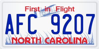 NC license plate AFC9207