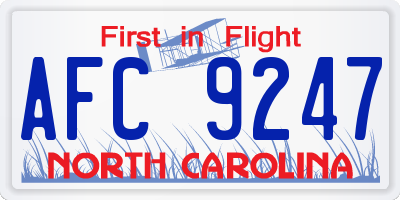 NC license plate AFC9247