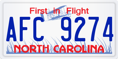 NC license plate AFC9274