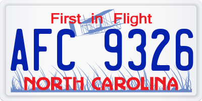 NC license plate AFC9326