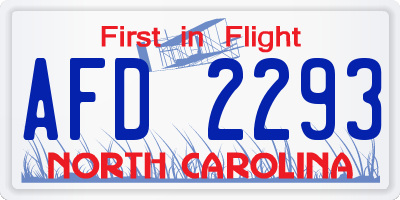 NC license plate AFD2293