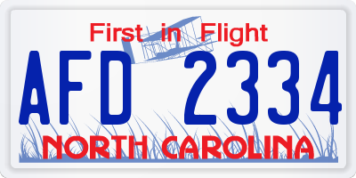 NC license plate AFD2334