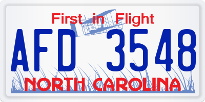 NC license plate AFD3548