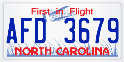 NC license plate AFD3679