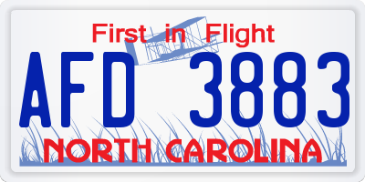 NC license plate AFD3883