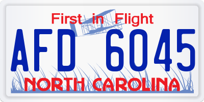 NC license plate AFD6045