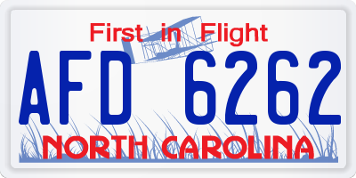 NC license plate AFD6262