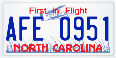 NC license plate AFE0951